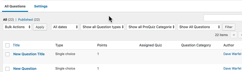 How to filter LearnDash quiz questions